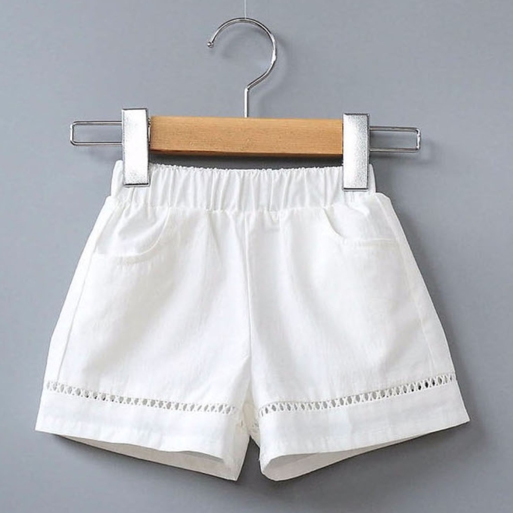 Toddler Girls’ White Comfortable Fashion Shorts